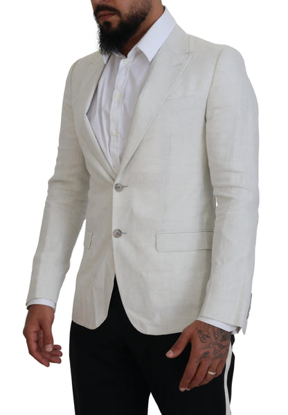 Veste blazer slim en lin blanc Dolce & Gabbana