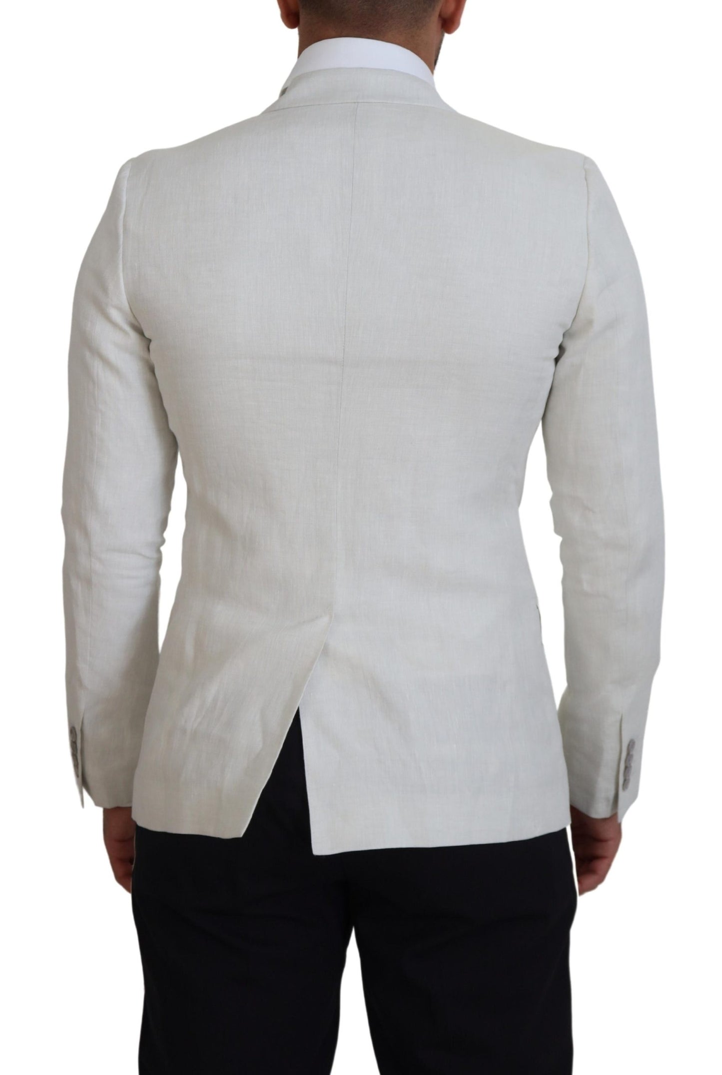 Veste blazer slim en lin blanc Dolce & Gabbana
