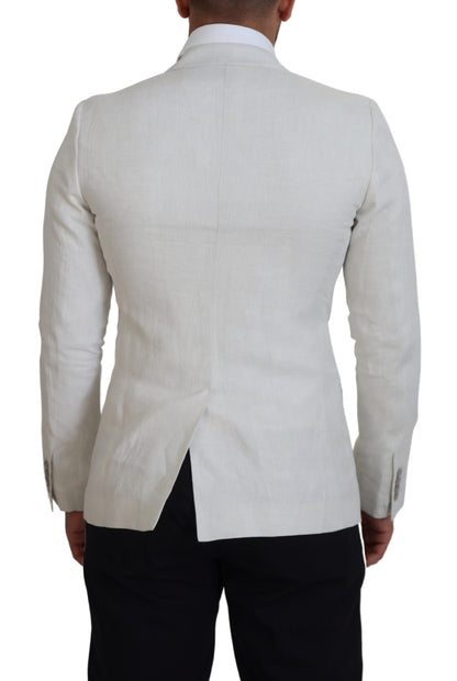 Veste blazer slim en lin blanc Dolce & Gabbana