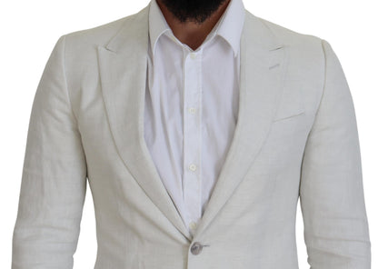 Veste blazer slim en lin blanc Dolce & Gabbana