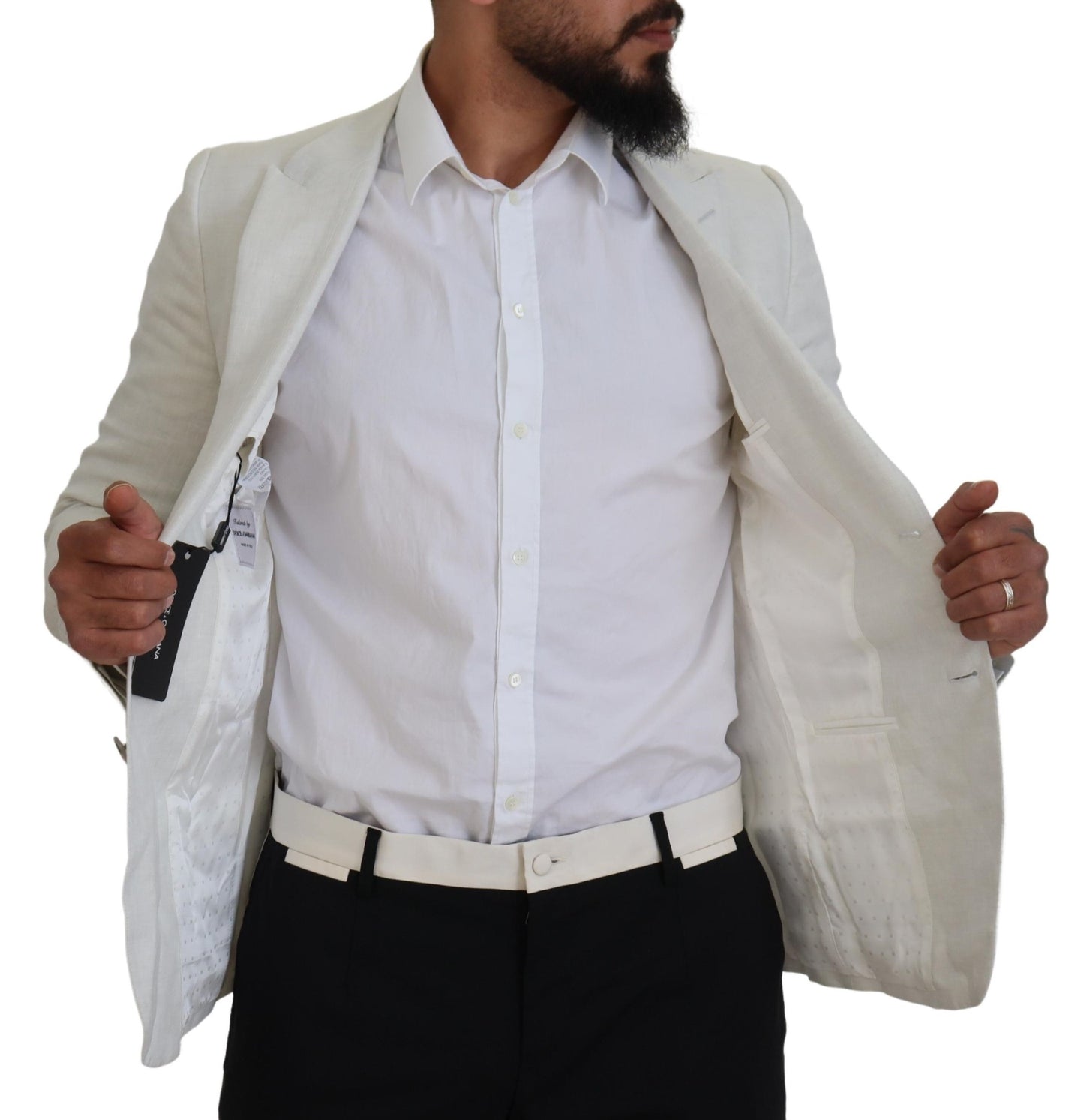Veste blazer slim en lin blanc Dolce & Gabbana