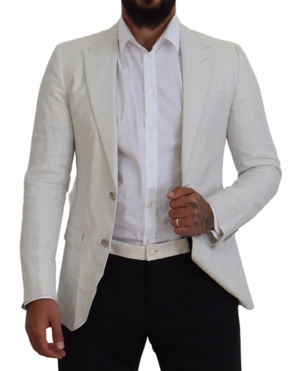 Veste blazer slim en lin blanc Dolce & Gabbana