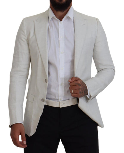 Veste blazer slim en lin blanc Dolce & Gabbana