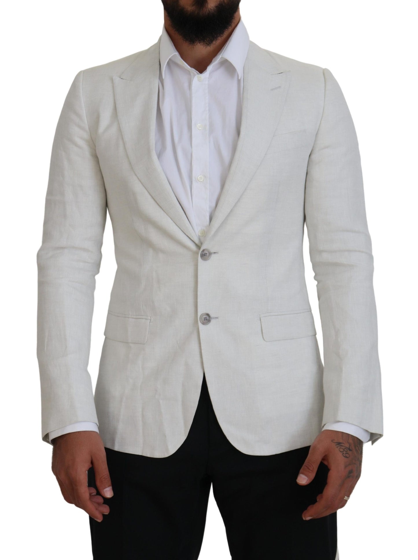 Veste blazer slim en lin blanc Dolce & Gabbana