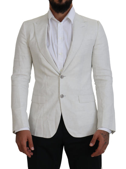 Veste blazer slim en lin blanc Dolce & Gabbana