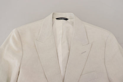 Veste blazer slim en lin blanc Dolce & Gabbana