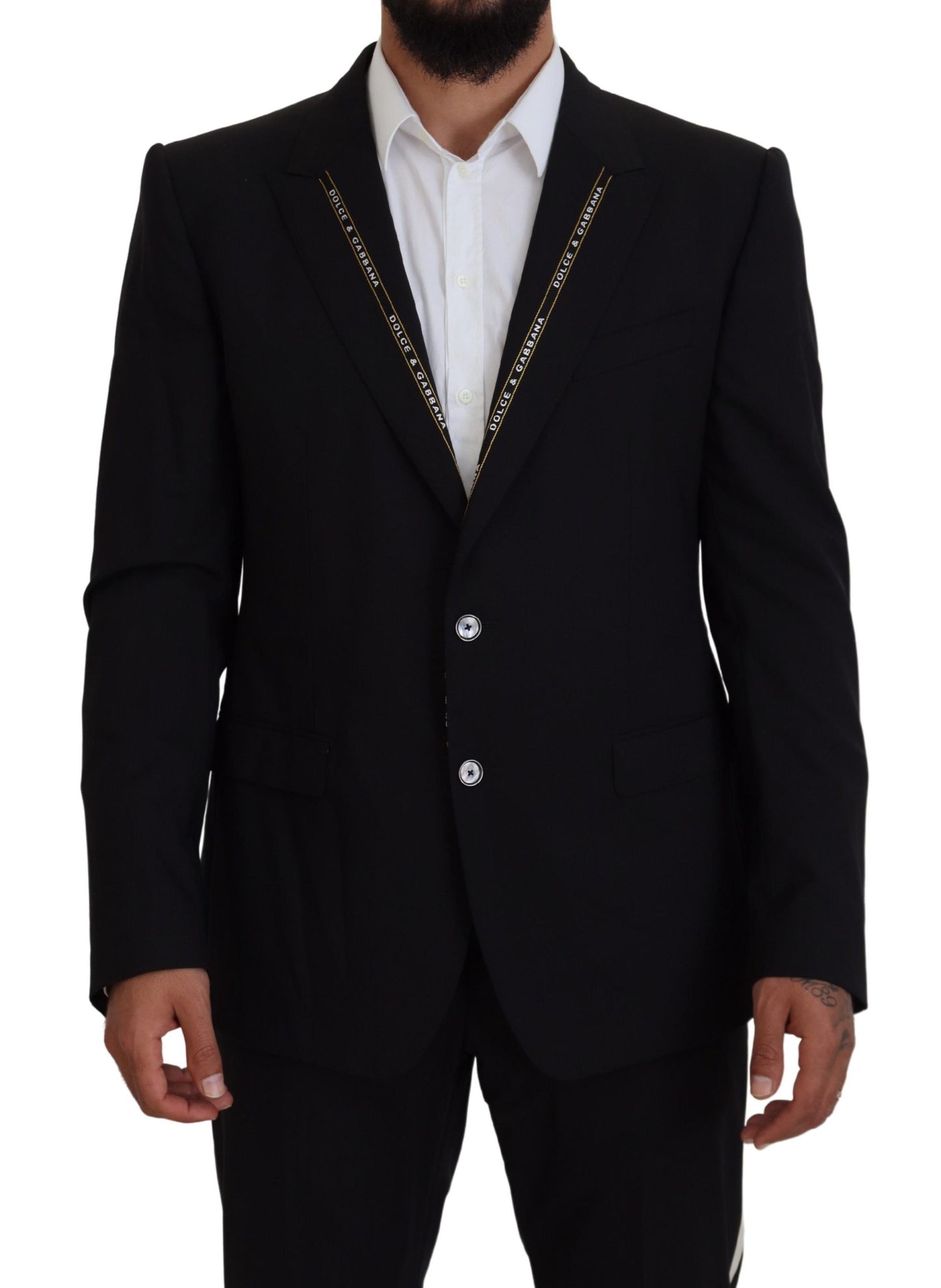 Dolce & Gabbana Blazer ajusté en laine stretch noire