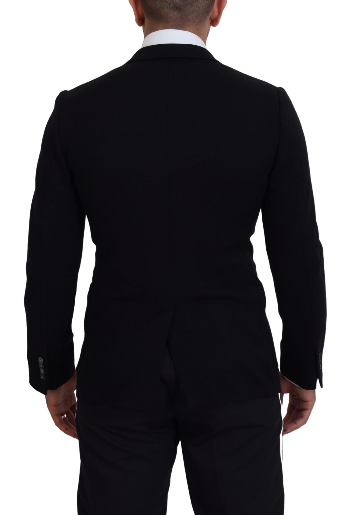 Veste de blazer Dolce & Gabbana en laine noire coupe ajustée avec couronne