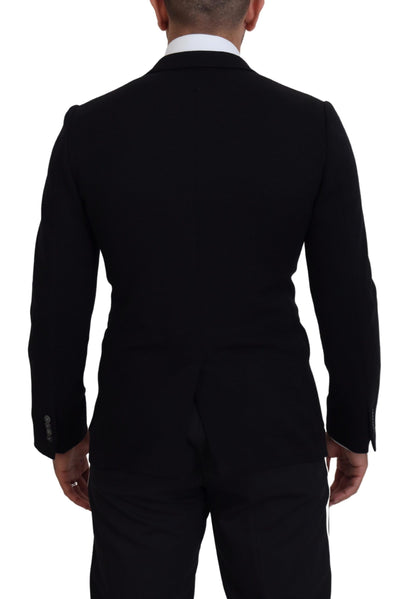 Veste de blazer Dolce & Gabbana en laine noire coupe ajustée avec couronne