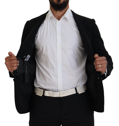 Veste de blazer Dolce & Gabbana en laine noire coupe ajustée avec couronne