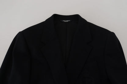 Veste de blazer Dolce & Gabbana en laine noire coupe ajustée avec couronne