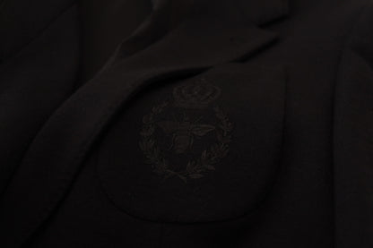 Veste de blazer Dolce & Gabbana en laine noire coupe ajustée avec couronne