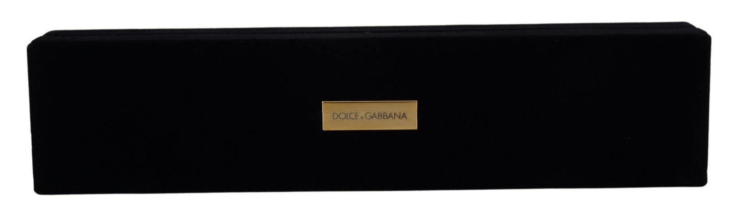 Boîte à bijoux de rangement Dolce & Gabbana en velours noir avec plaque logo