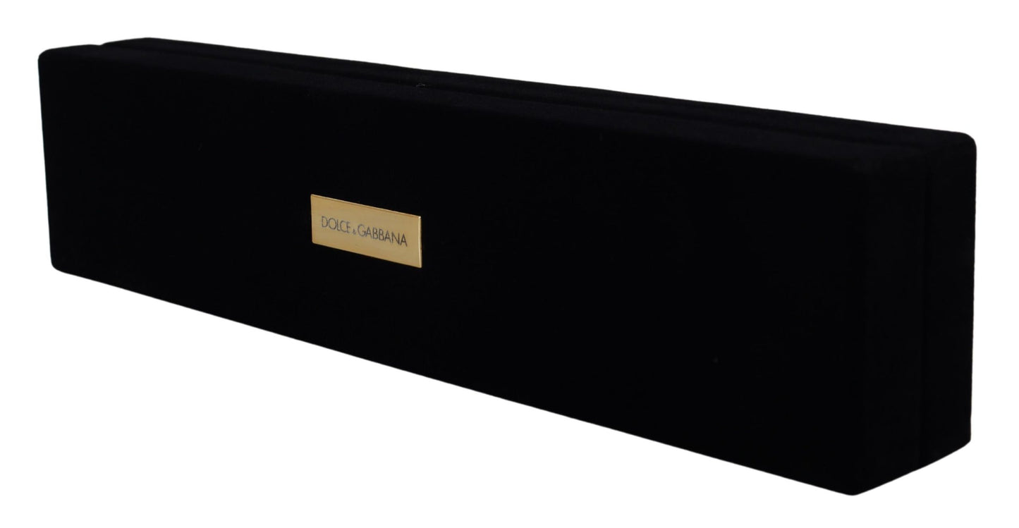Boîte à bijoux de rangement Dolce & Gabbana en velours noir avec plaque logo