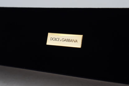 Boîte à bijoux de rangement Dolce & Gabbana en velours noir avec plaque logo