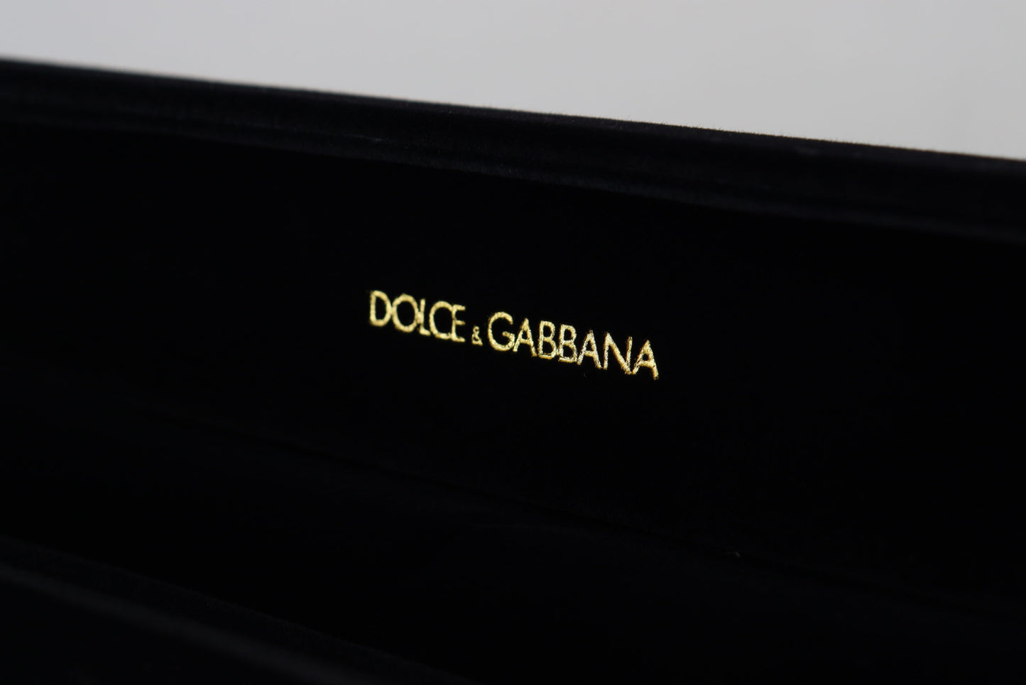 Boîte à bijoux de rangement Dolce & Gabbana en velours noir avec plaque logo
