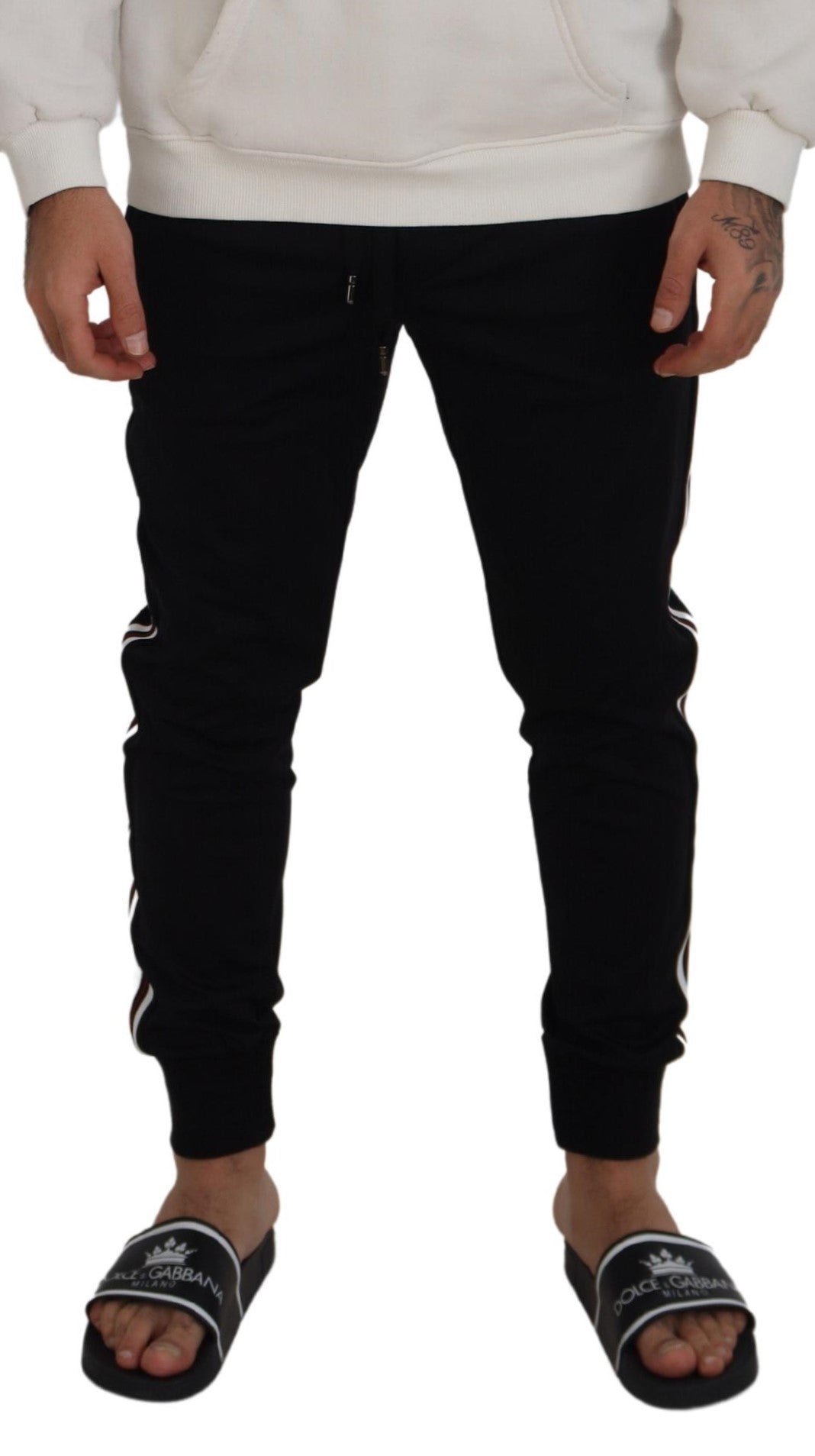 Pantalon de jogging pour homme Dolce & Gabbana noir avec imprimé DG