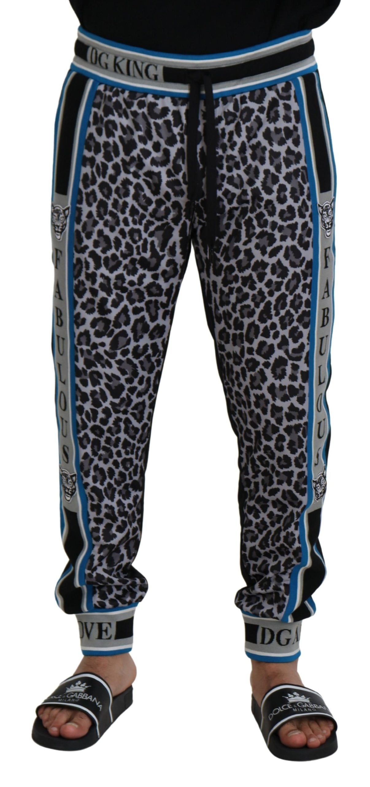 Pantalon de jogging multicolore à imprimé léopard DG King Dolce & Gabbana