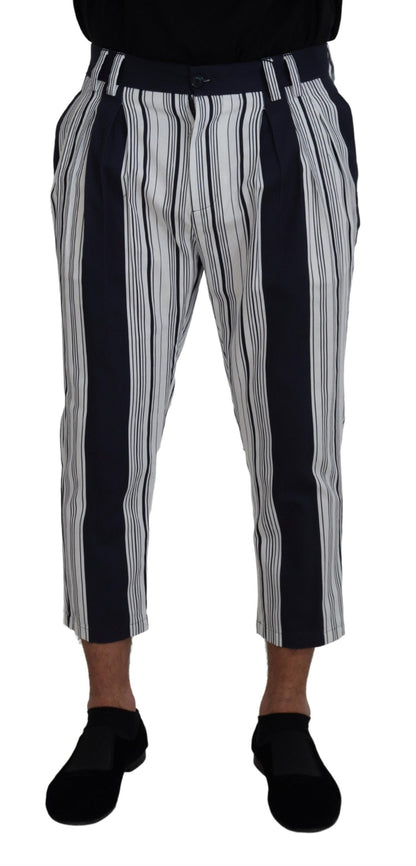Pantalon court à rayures en coton blanc Dolce & Gabbana