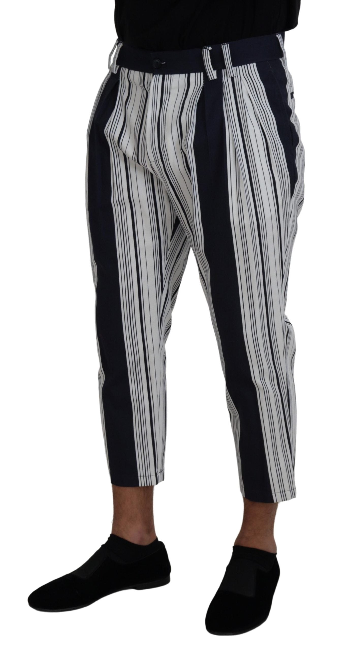 Pantalon court à rayures en coton blanc Dolce & Gabbana