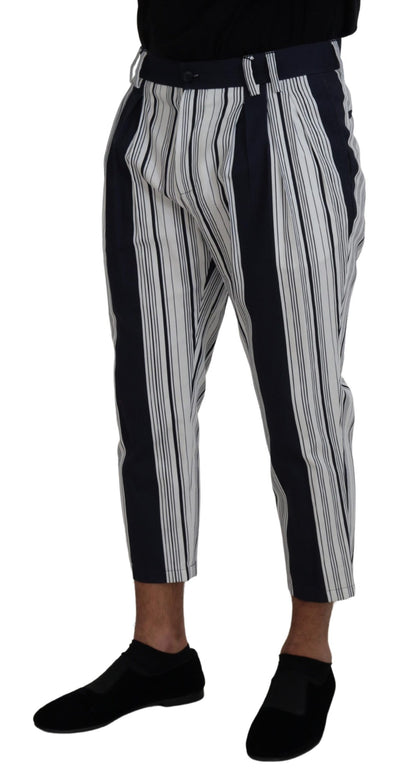 Pantalon court à rayures en coton blanc Dolce & Gabbana
