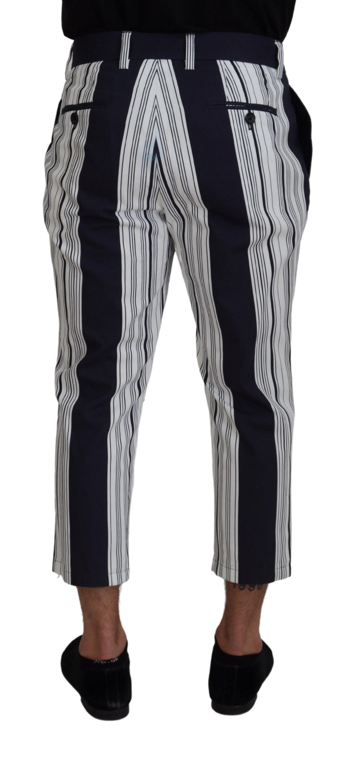 Pantalon court à rayures en coton blanc Dolce & Gabbana