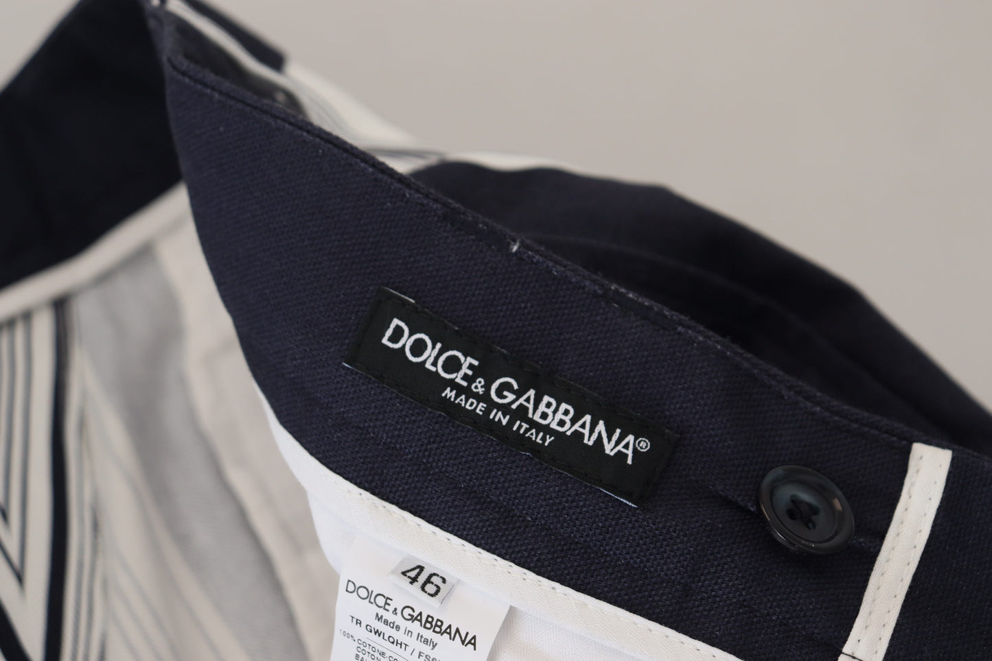 Pantalon court à rayures en coton blanc Dolce & Gabbana