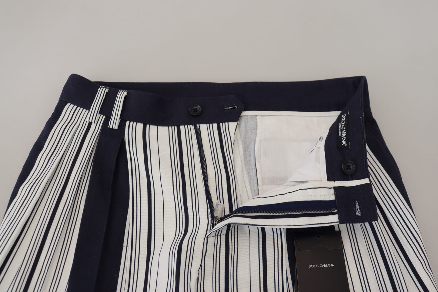 Pantalon court à rayures en coton blanc Dolce & Gabbana