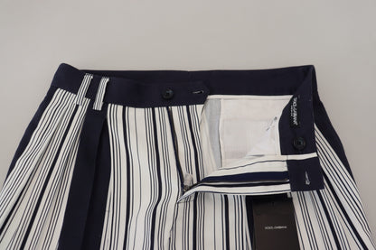 Pantalon court à rayures en coton blanc Dolce & Gabbana