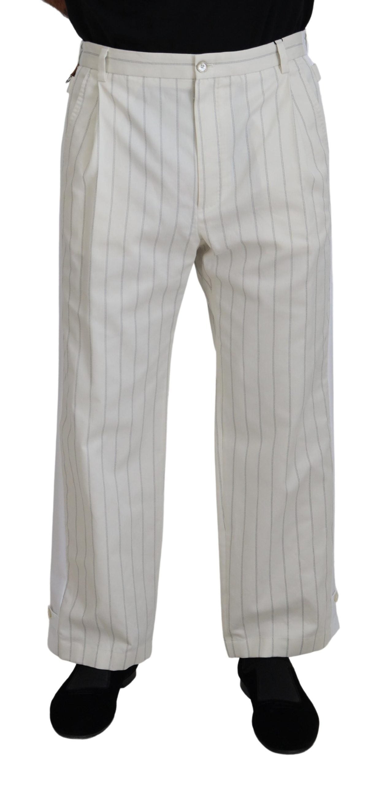 Pantalon de cérémonie rayé Dolce & Gabbana en coton blanc