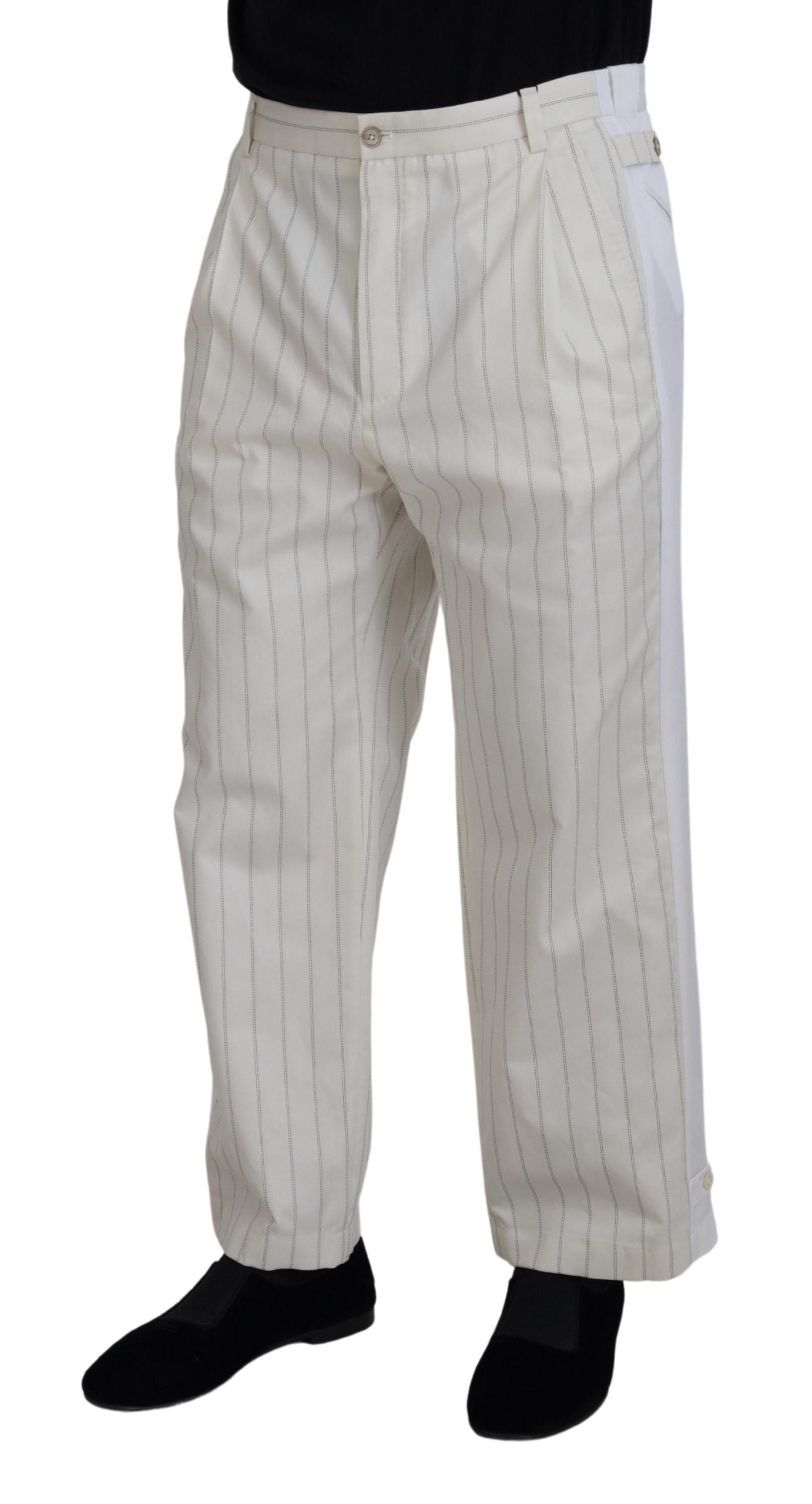 Pantalon de cérémonie rayé Dolce & Gabbana en coton blanc