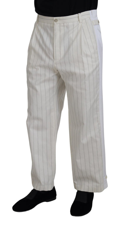 Pantalon de cérémonie rayé Dolce & Gabbana en coton blanc