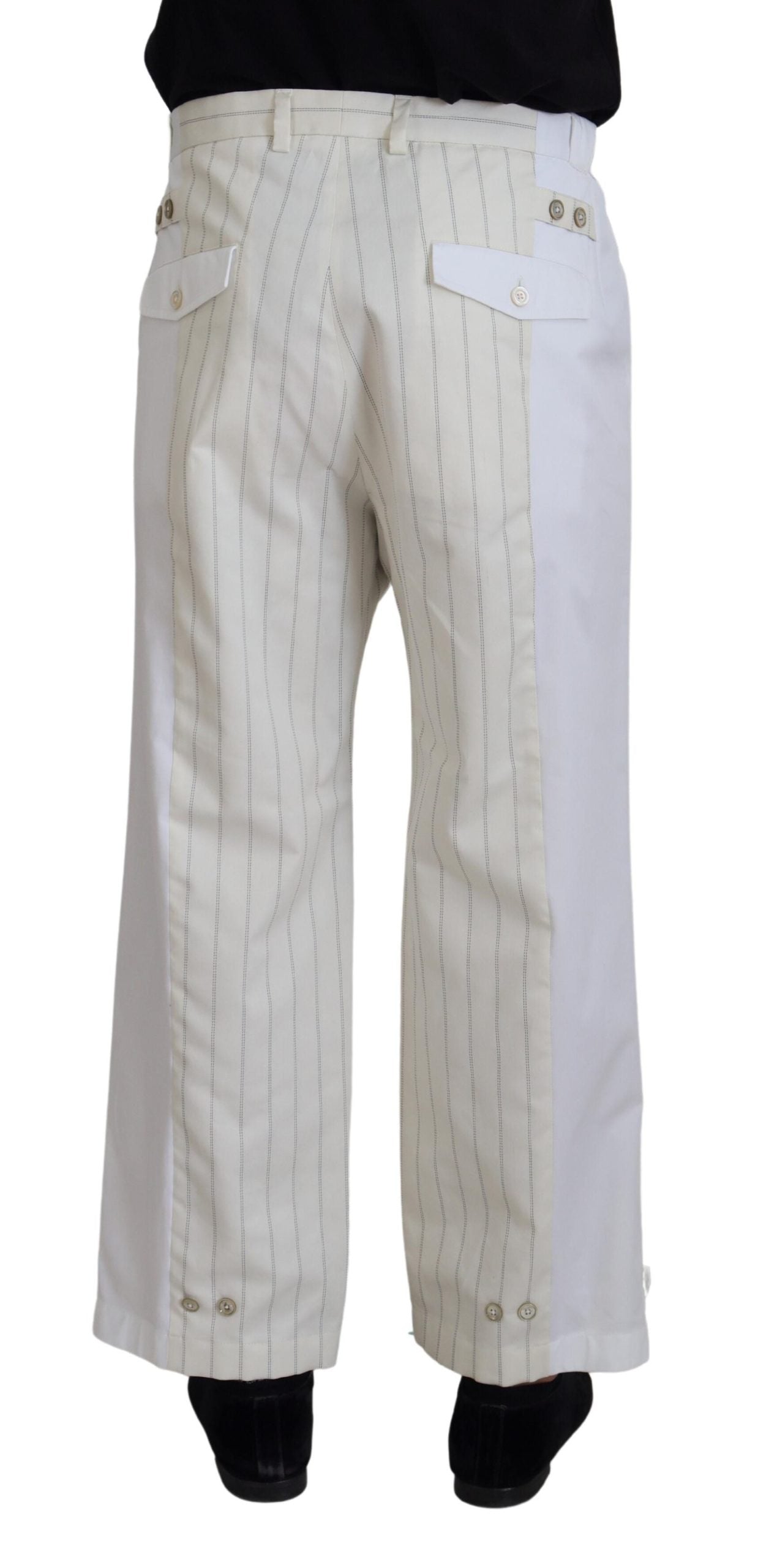 Pantalon de cérémonie rayé Dolce & Gabbana en coton blanc