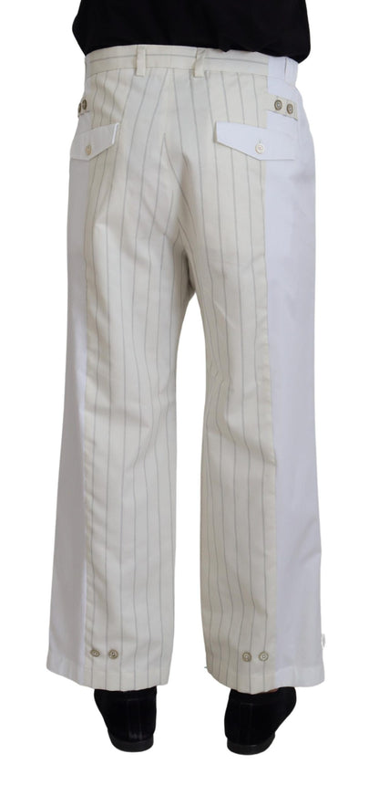 Pantalon de cérémonie rayé Dolce & Gabbana en coton blanc