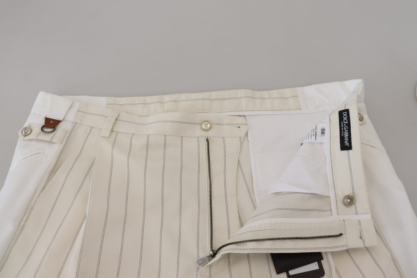 Pantalon de cérémonie rayé Dolce & Gabbana en coton blanc