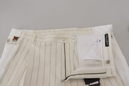 Pantalon de cérémonie rayé Dolce & Gabbana en coton blanc