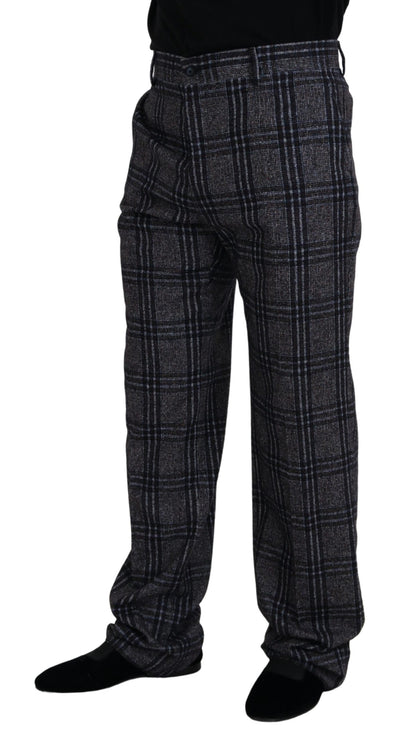 Pantalon pour homme Dolce & Gabbana gris à carreaux taille mi-haute