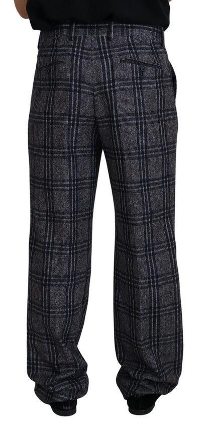 Pantalon pour homme Dolce & Gabbana gris à carreaux taille mi-haute