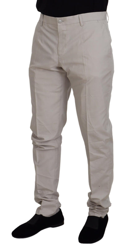 Pantalon Chino Dolce & Gabbana en Soie Crème Taille Mi-Haute