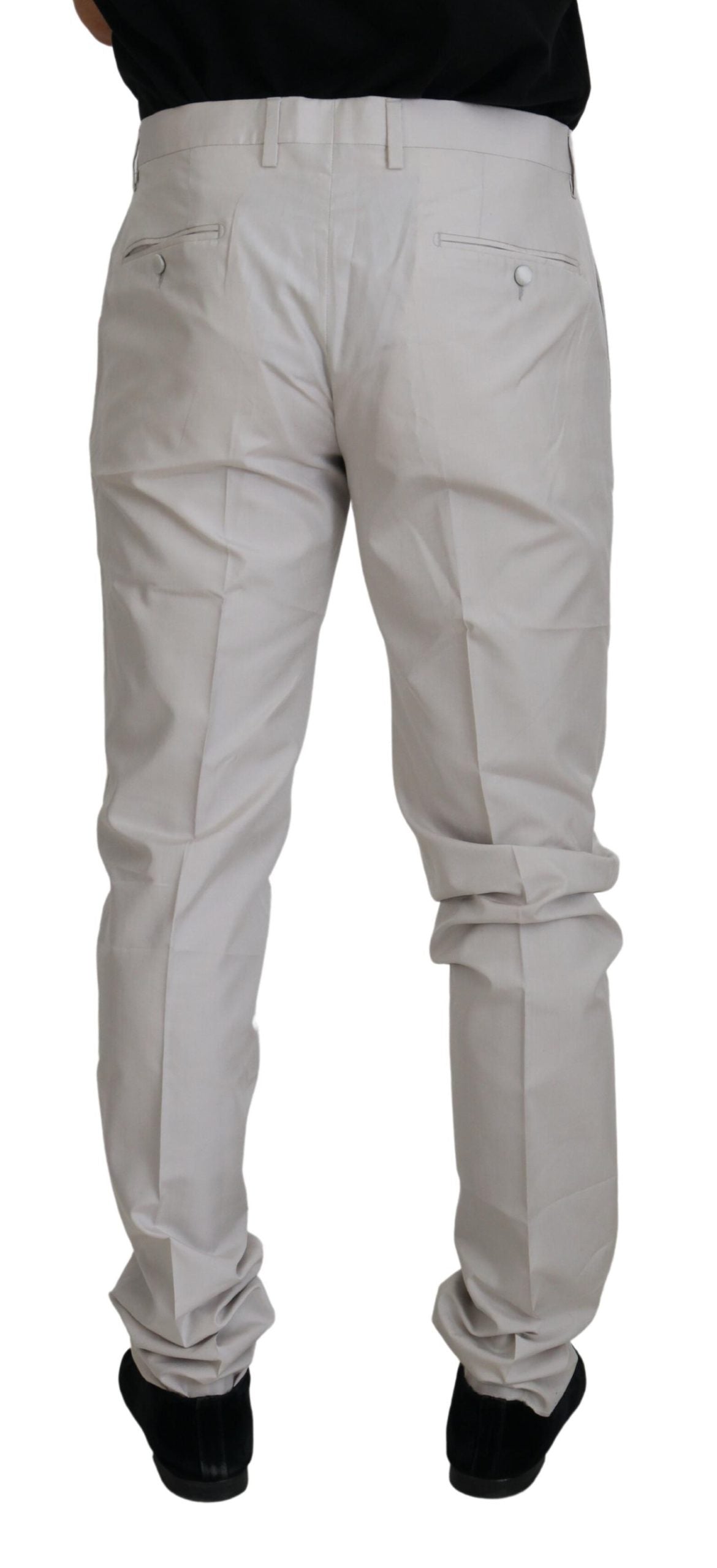 Pantalon Chino Dolce & Gabbana en Soie Crème Taille Mi-Haute
