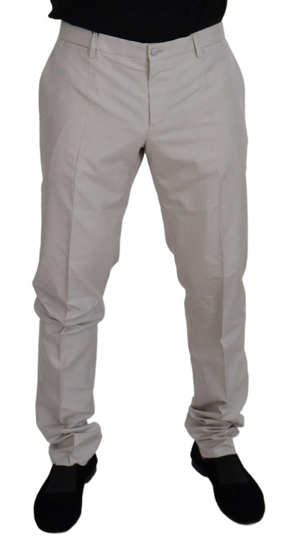 Pantalon Chino Dolce & Gabbana en Soie Crème Taille Mi-Haute