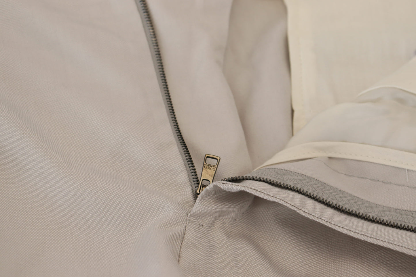 Pantalon Chino Dolce & Gabbana en Soie Crème Taille Mi-Haute