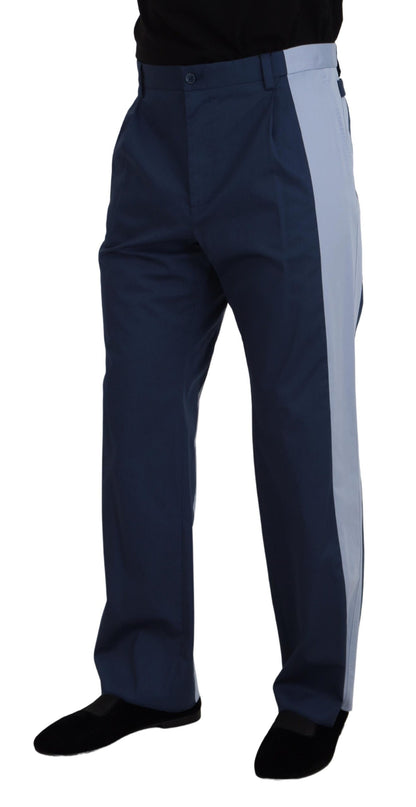 Pantalon coupe droite en coton bleu Dolce & Gabbana