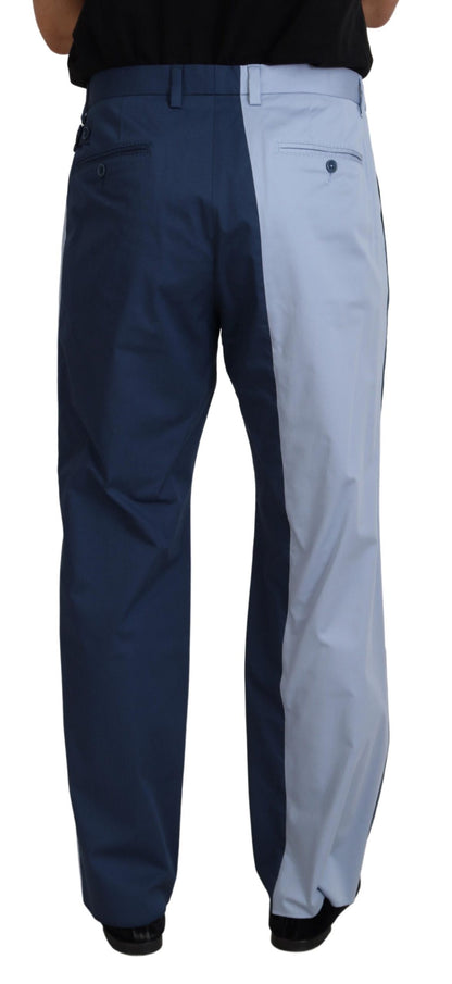Pantalon coupe droite en coton bleu Dolce & Gabbana