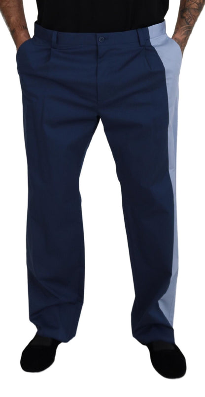 Pantalon coupe droite en coton bleu Dolce & Gabbana