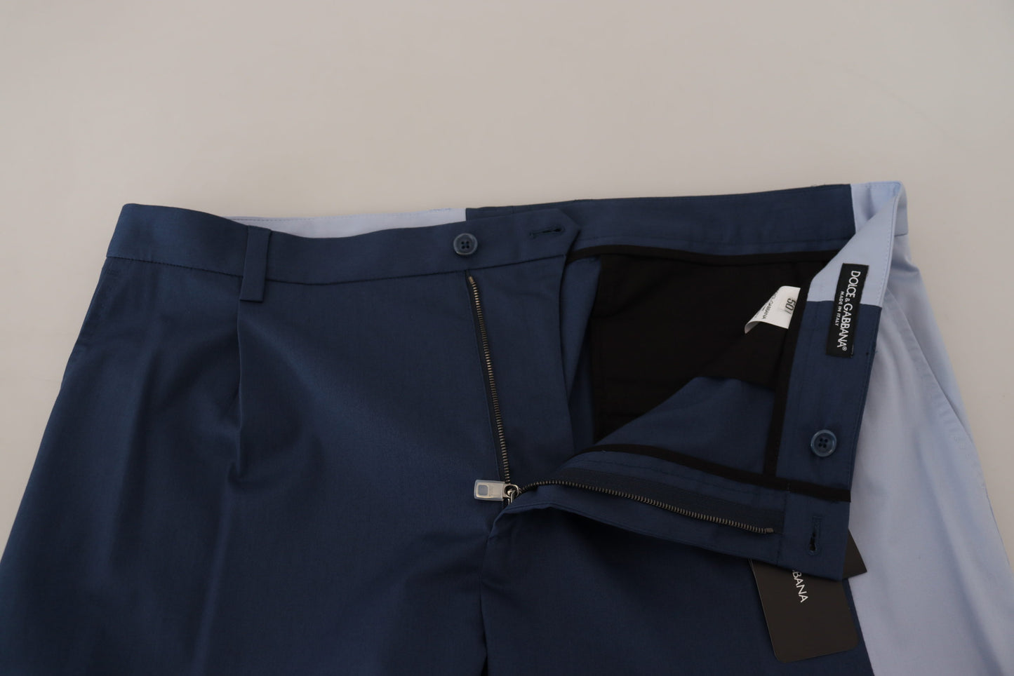 Pantalon coupe droite en coton bleu Dolce & Gabbana