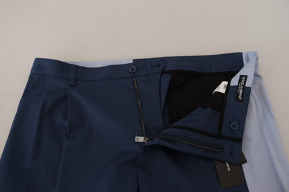 Pantalon coupe droite en coton bleu Dolce & Gabbana