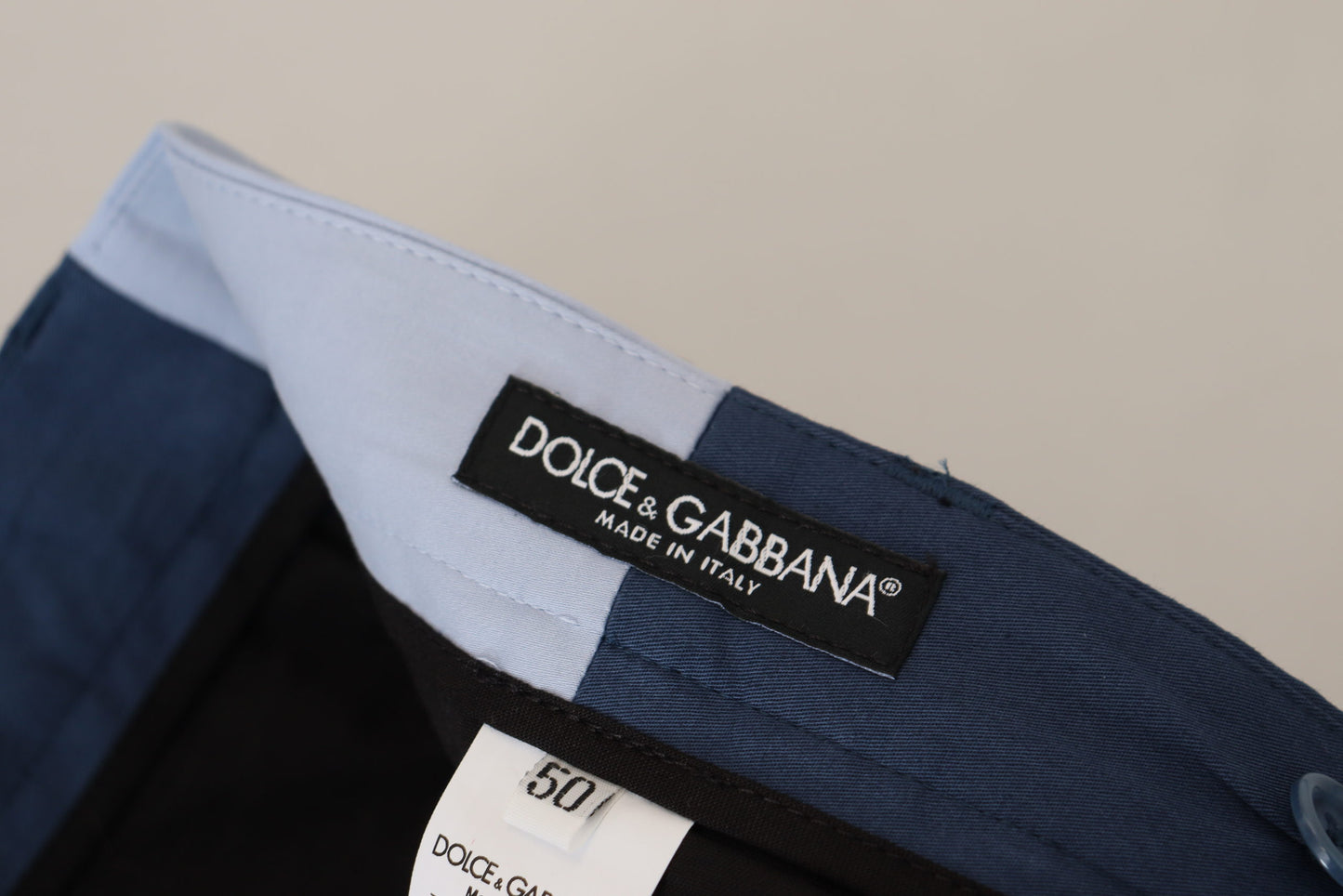 Pantalon coupe droite en coton bleu Dolce & Gabbana