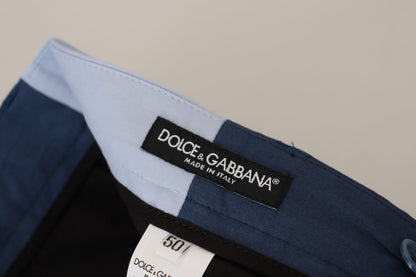 Pantalon coupe droite en coton bleu Dolce & Gabbana