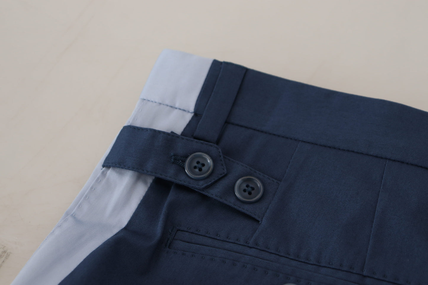 Pantalon coupe droite en coton bleu Dolce & Gabbana